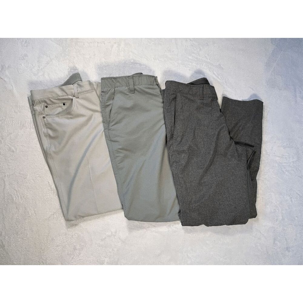Men's Golf Pants Lot of Three Size 34 X 30 & 36 X 30, Greg Norman, Under Armour